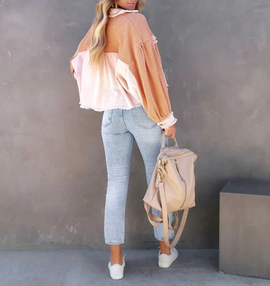 Drune Vintage Jacke | Gepuffte Langarm-Modenjacke für moderne Frauen mit Taschen