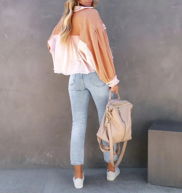 Drune Vintage Jacke | Gepuffte Langarm-Modenjacke für moderne Frauen mit Taschen