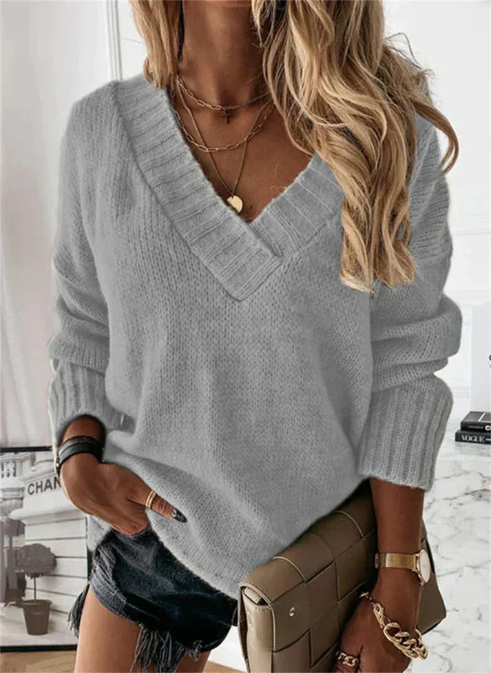 Drune | Klobiger V-Ausschnitt Pullover Damen - Stylisch und Warm