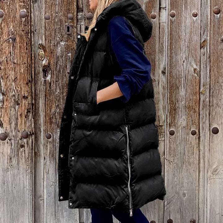 Drune Kapuze Lange Weste Lässig Mode Einreihig Jacke