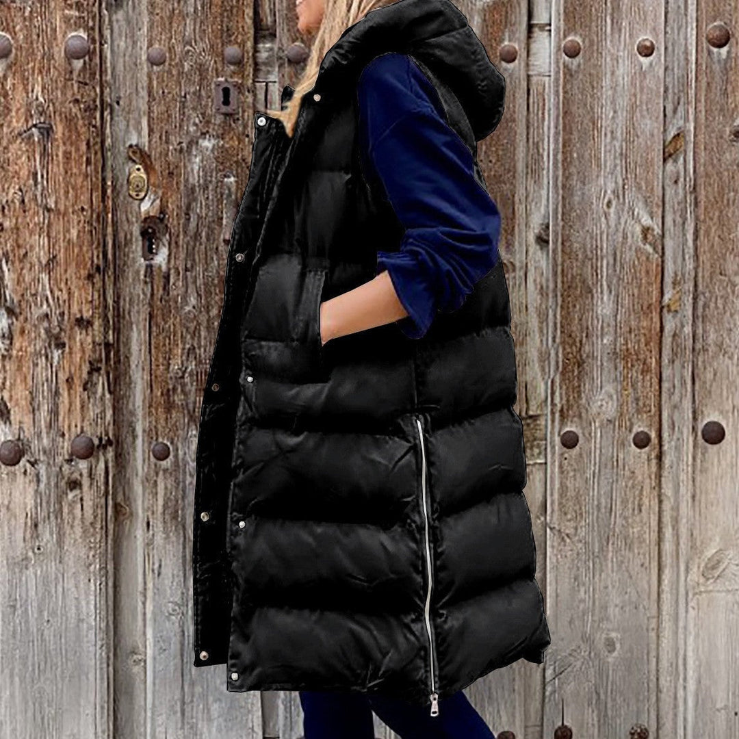 Drune | Kapuze Lange Weste Lässig Mode Einreihig Jacke