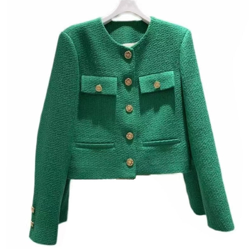 Drune | Damen Tweedjacke mit Rundhalsausschnitt