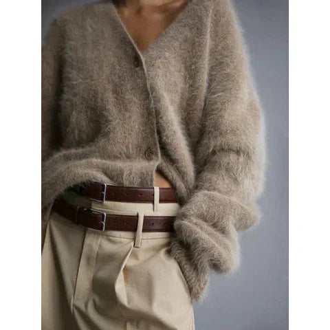 Drune | Fluffy gestrickte Damenstrickjacke