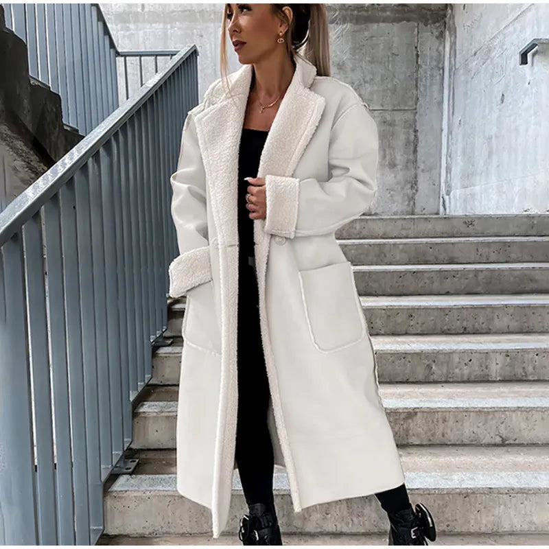 Drune | Lange Lederjacke mit Fell für Frauen