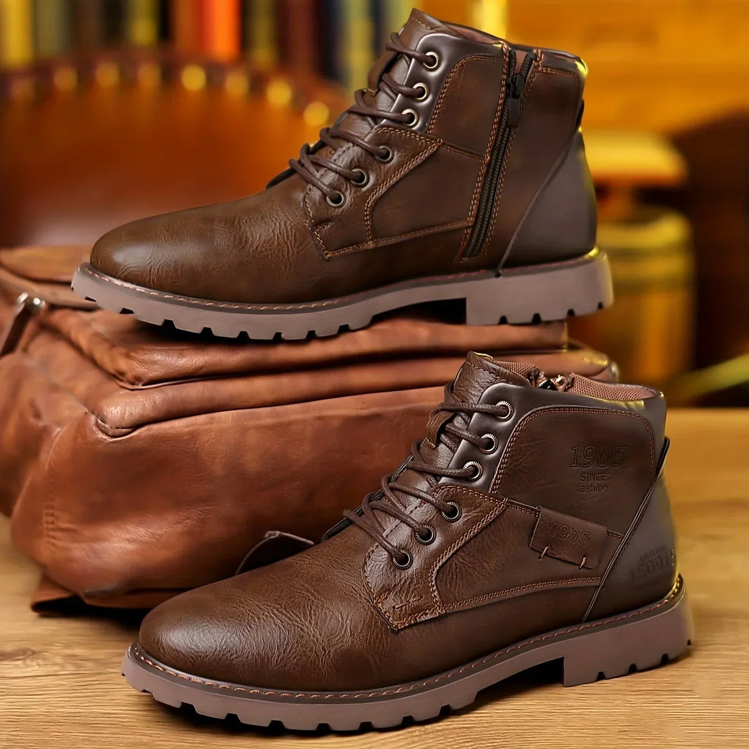 Drune | Klassische Herren Lederstiefeletten Mit Robuster Sohle Und Seitlichem Reißverschluss