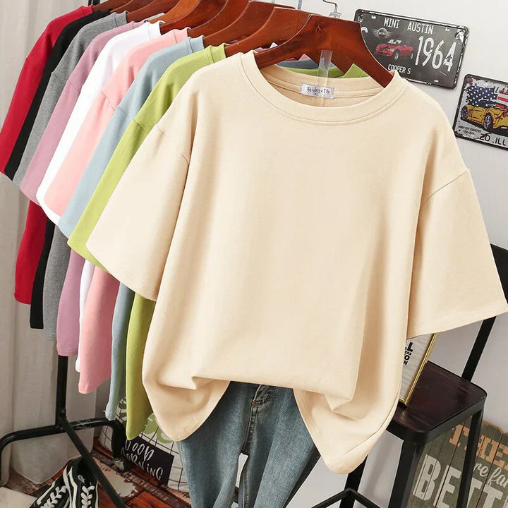 Drune | Kuscheliges Baumwoll-Basic T-Shirt In Übergröße für Frauen