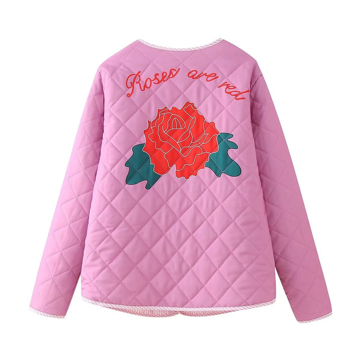 Drune | Mantel Rosa Damen mit Patchwork und Schleife