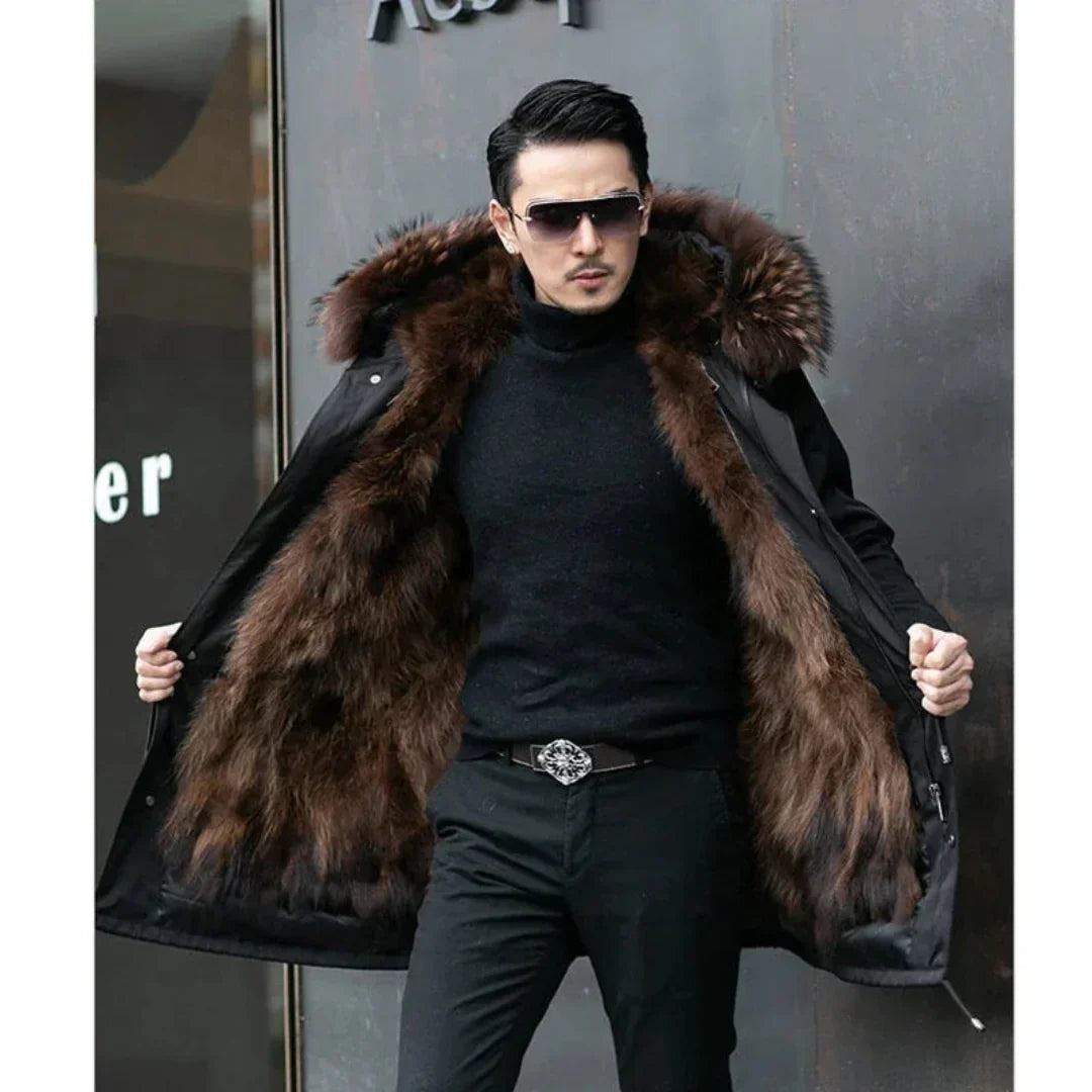 Drune | Parka Jacke wasserabweisend mit Futter aus Fell geräumige Passform langes Modell