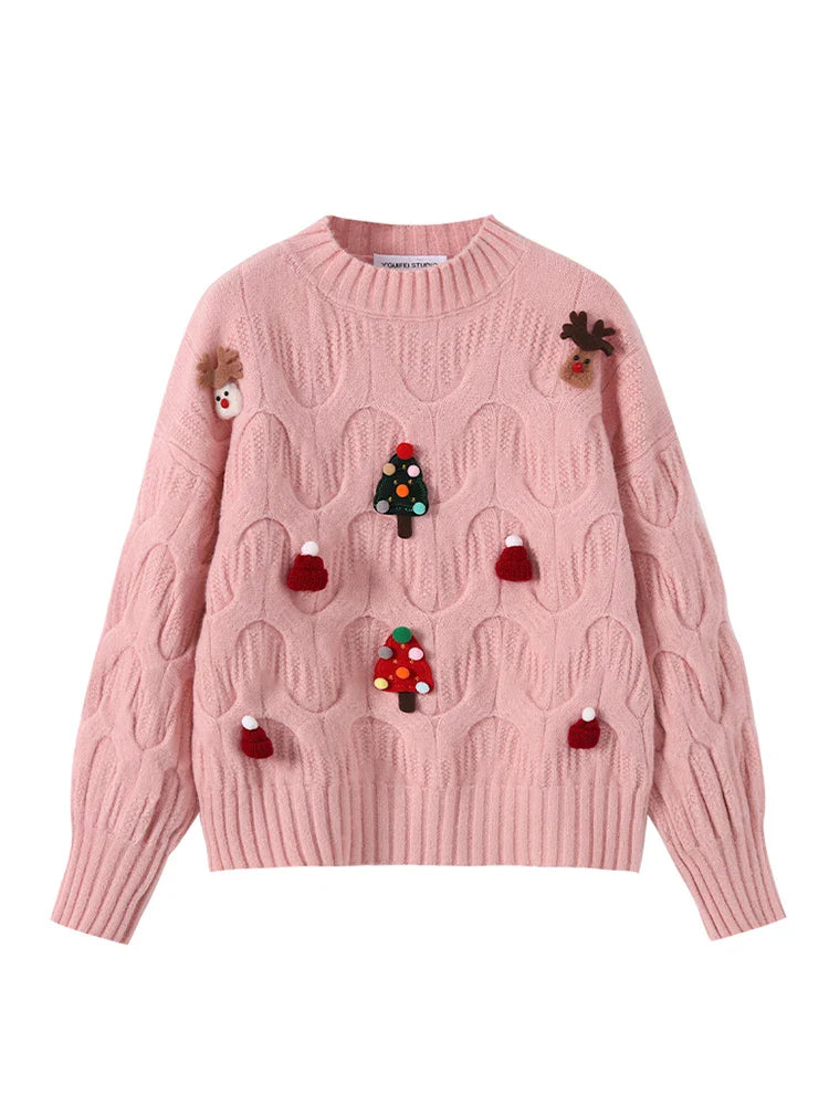 Drune - Hässlicher Weihnachtspulli - Damen Weihnachtspullover im Vintage-Stil