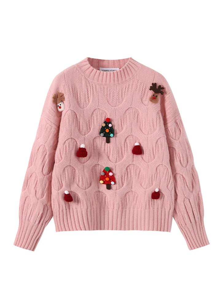 Drune - Hässlicher Weihnachtspulli - Damen Weihnachtspullover im Vintage-Stil