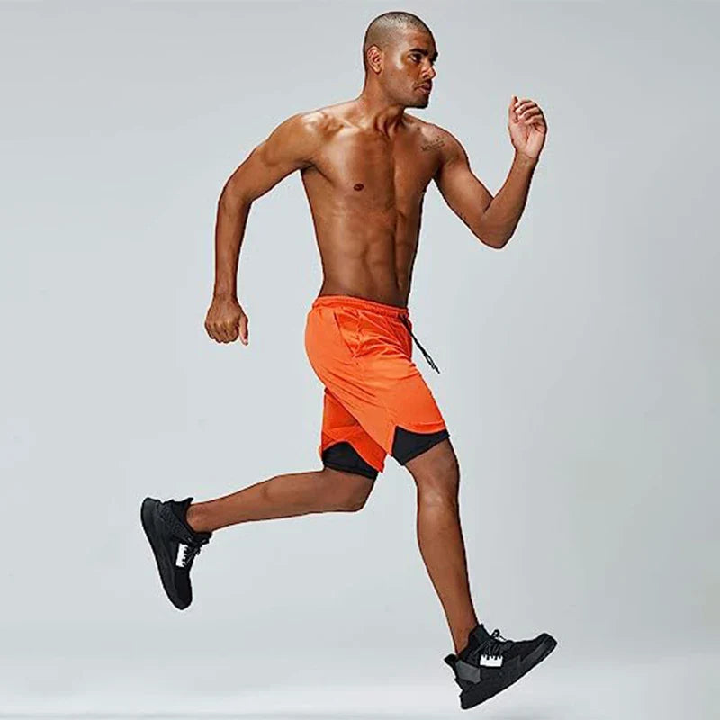 Drune | Herren 2 in 1 Laufshorts Schnelltrocknend Für Sport Und Training Selfico