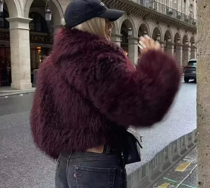 Drune | Kunstpelzjacke - Weiche Plüschtextur - Statement-Oberbekleidung - Winter Glam