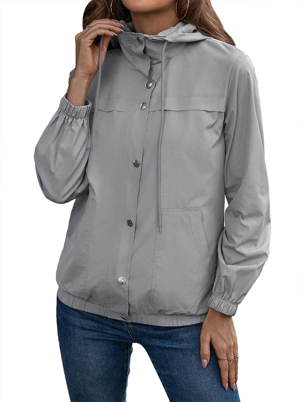 Drune | Damen Kapuze Wasserdichter Trenchcoat Langarm