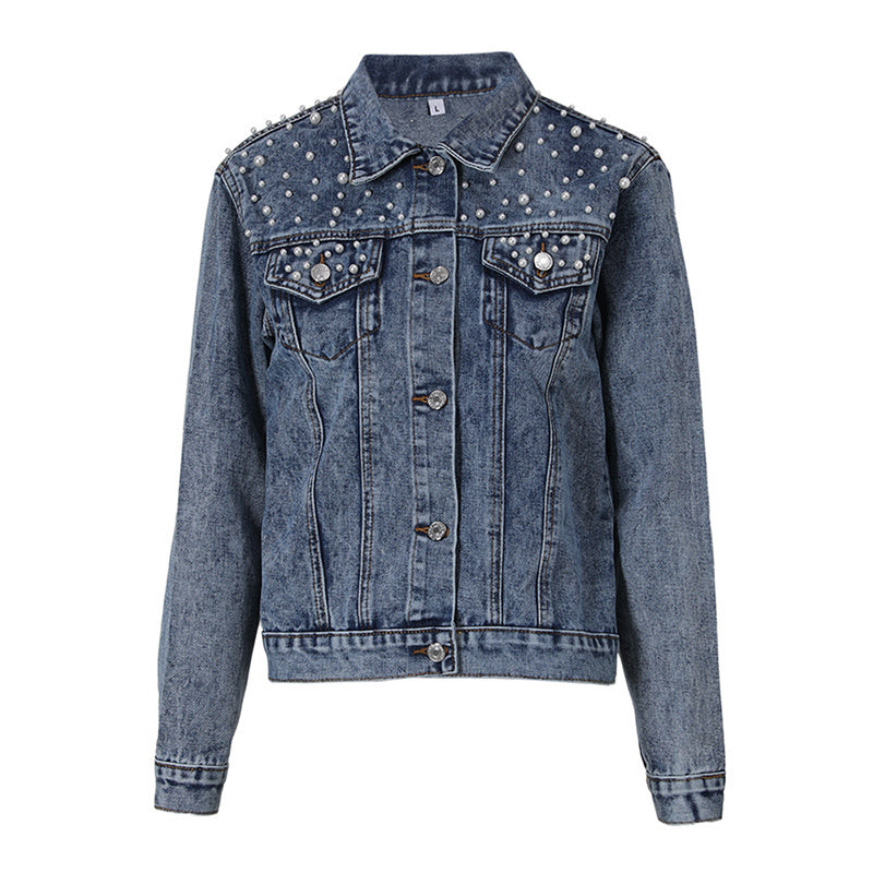 Drune | Lässige Jeansjacke mit Perlen
