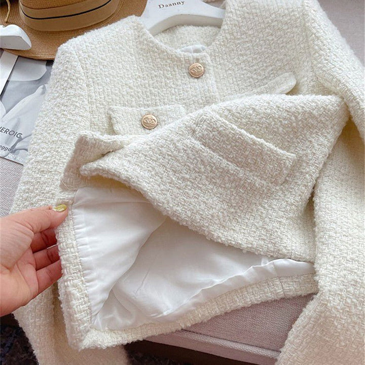 Drune | Damen Tweedjacke mit Rundhalsausschnitt