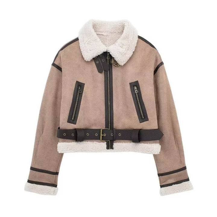 Drune | Aviator Jacke - Faux Shearling Futter - Gürteldesign