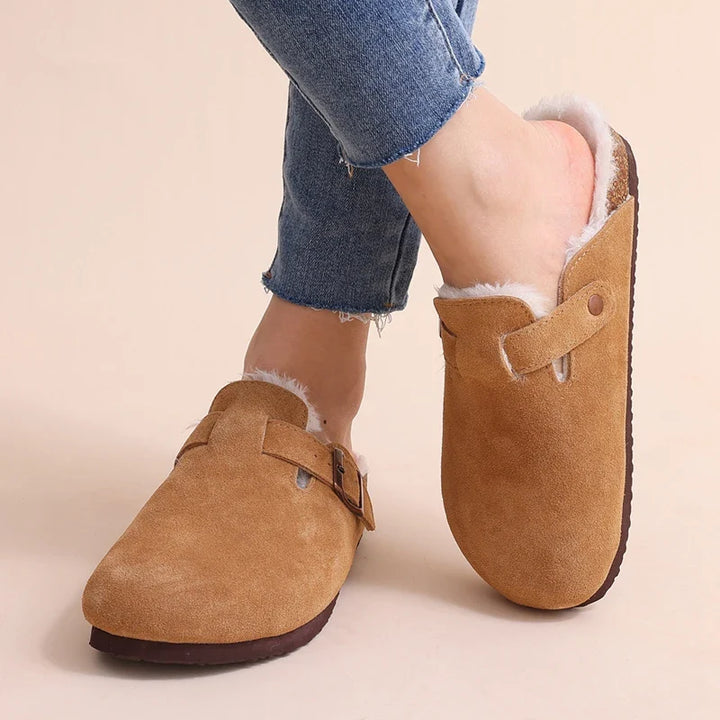 Drune | Pantoletten Damen – rutschfeste warme Winter Hausschuhe