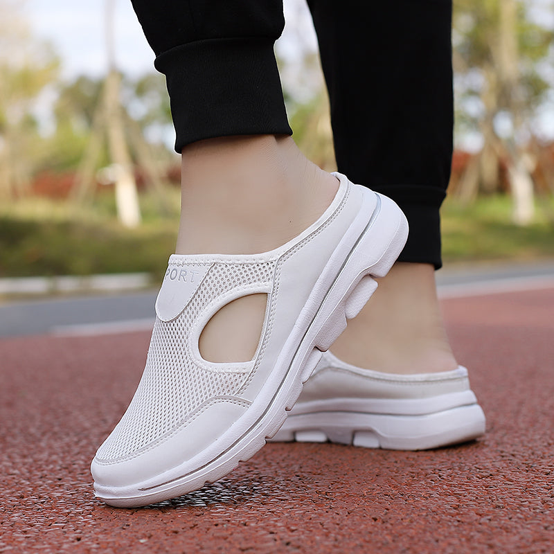 Drune Damen Slip-On-Pantoletten aus Mesh mit seitlichen Ausschnitten