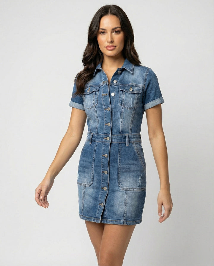 Drune | Ulrike Einreihiges Denim-Kleid
