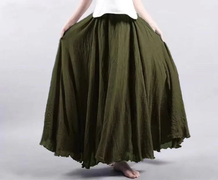 Drune | Mode Baumwolle Leinen Kleidung Frauen Röcke Maxi Y2K Elegant Strand Saia Ropa Mujer Lässiges Kleid Boho Lange Röcke Faldas Harajuku