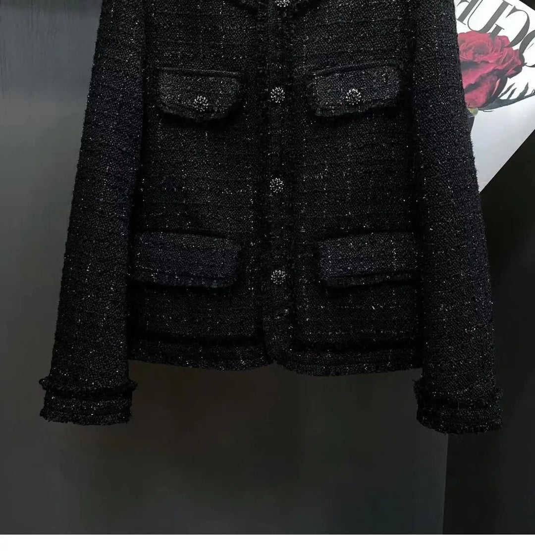 Drune | Schwarzer Tweed Blazer Herbst Winter