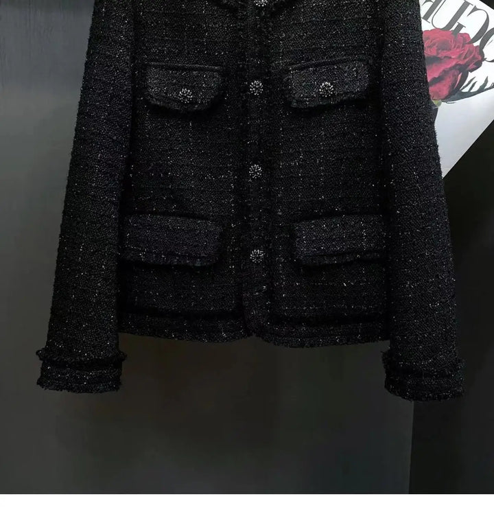 Drune | Schwarzer Tweed Blazer Herbst Winter