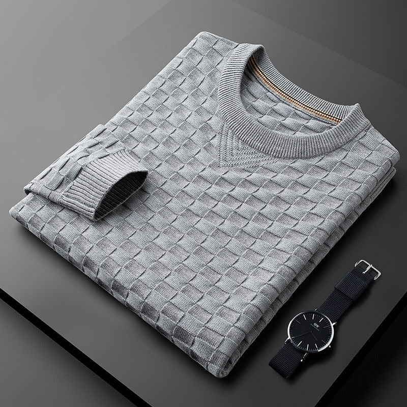 Drune | Stylischer Herbst Waffelstrick Pullover mit Rundhalsausschnitt für Männer