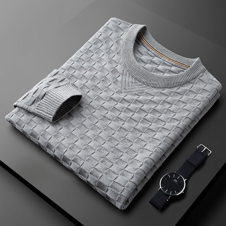 Drune | Stylischer Herbst Waffelstrick Pullover mit Rundhalsausschnitt für Männer