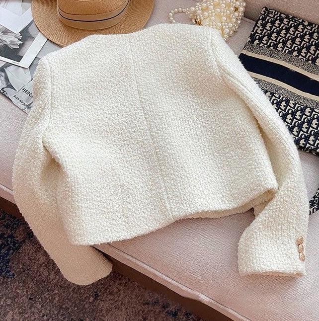 Drune | Damen Tweedjacke mit Rundhalsausschnitt