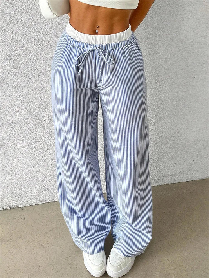 Drune | Bequeme Hose mit Weitem Bein und Streifendruck
