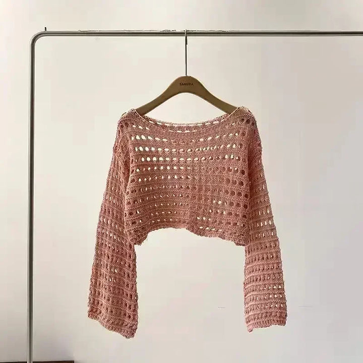 Drune | Langes Gehäkeltes Strickoberteil für Frauen