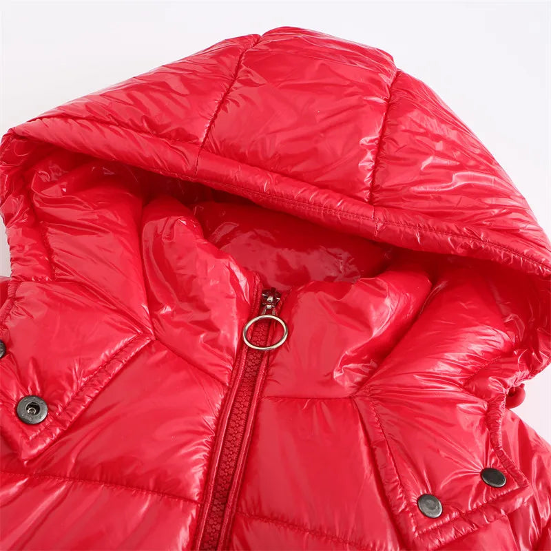 Drune | Metallische Winterjacke mit Kapuze für Frauen