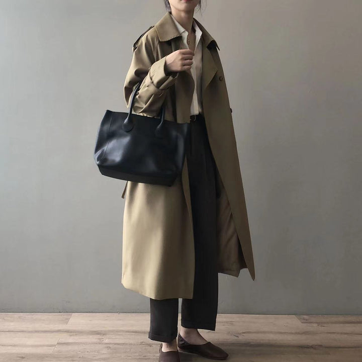 Drune Klassischer Trenchcoat Damen | Oversized Windbreaker, Doppelreihig