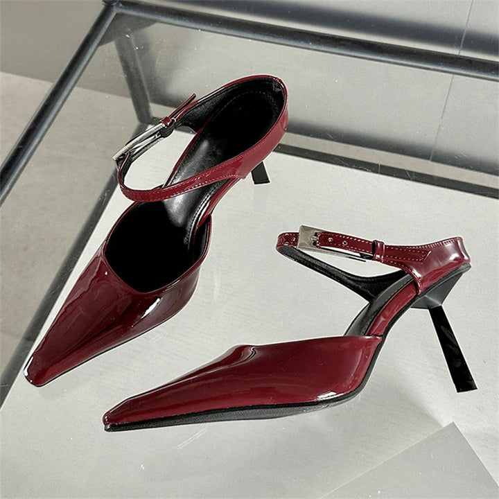 Drune | Eilyken Neu Design Hochhackige Damen Pumps Riemen Mules Schleifen Sexy Spitz Zehen Hochzeit Bankett Damenschuhe