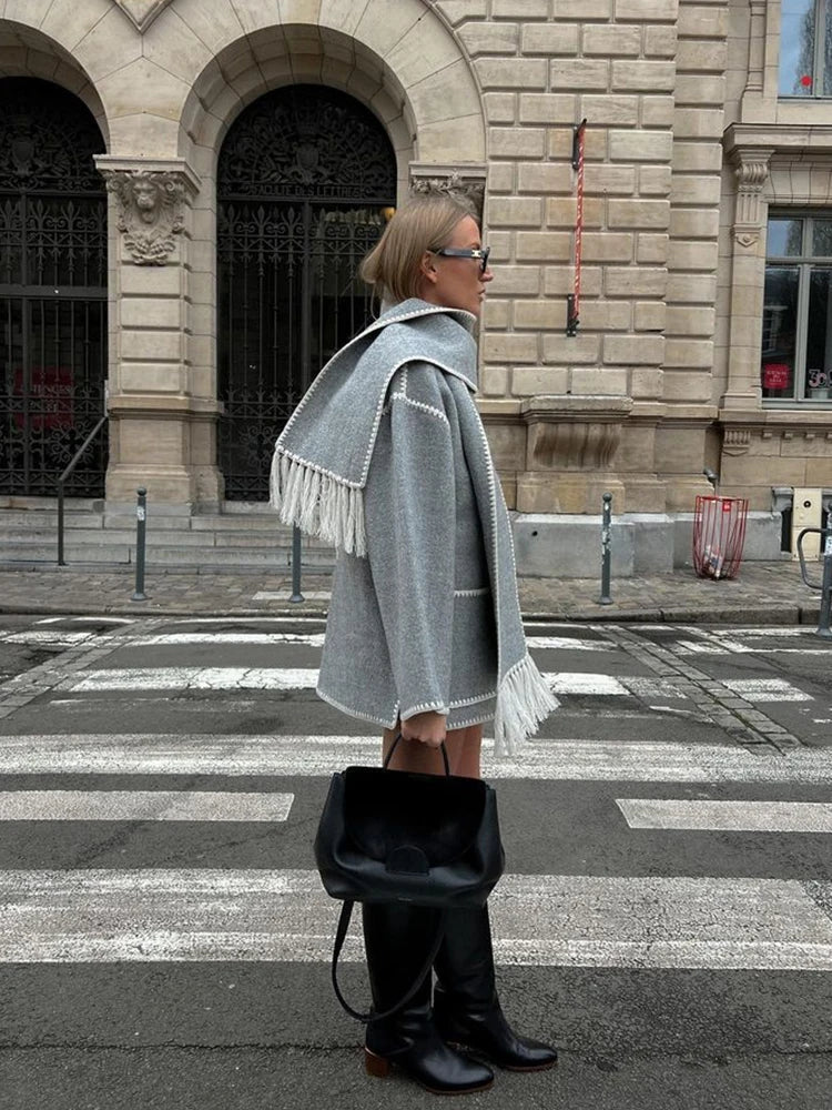 Drune | Eleganter Damenmantel mit Schal Stylischer Wintermantel