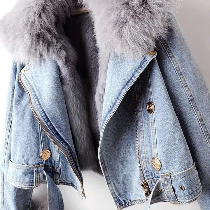 Drune | Denim Kunstfell gefütterte Jacke