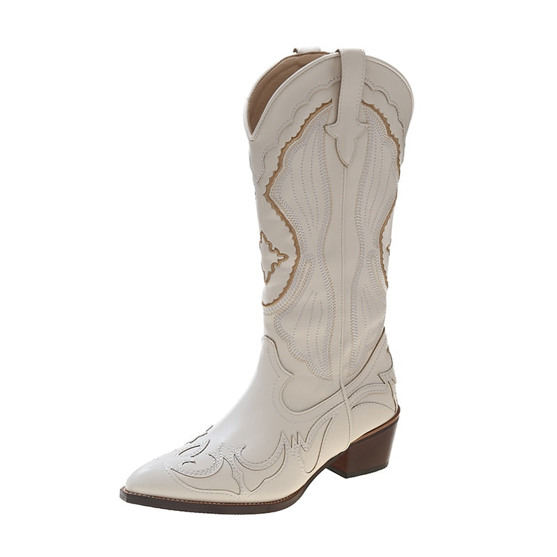 Drune | Weiße Damenstiefel - Kniehoch