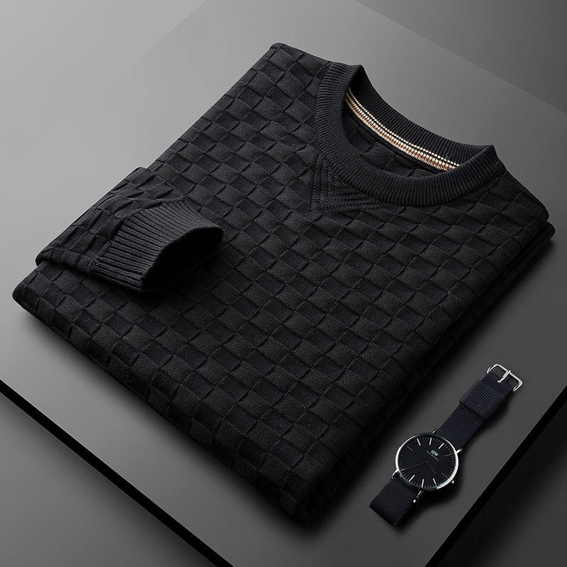 Drune | Stylischer Herbst Waffelstrick Pullover mit Rundhalsausschnitt für Männer
