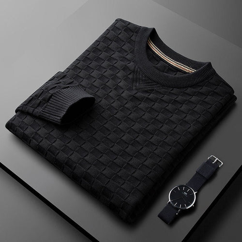 Drune | Stylischer Herbst Waffelstrick Pullover mit Rundhalsausschnitt für Männer
