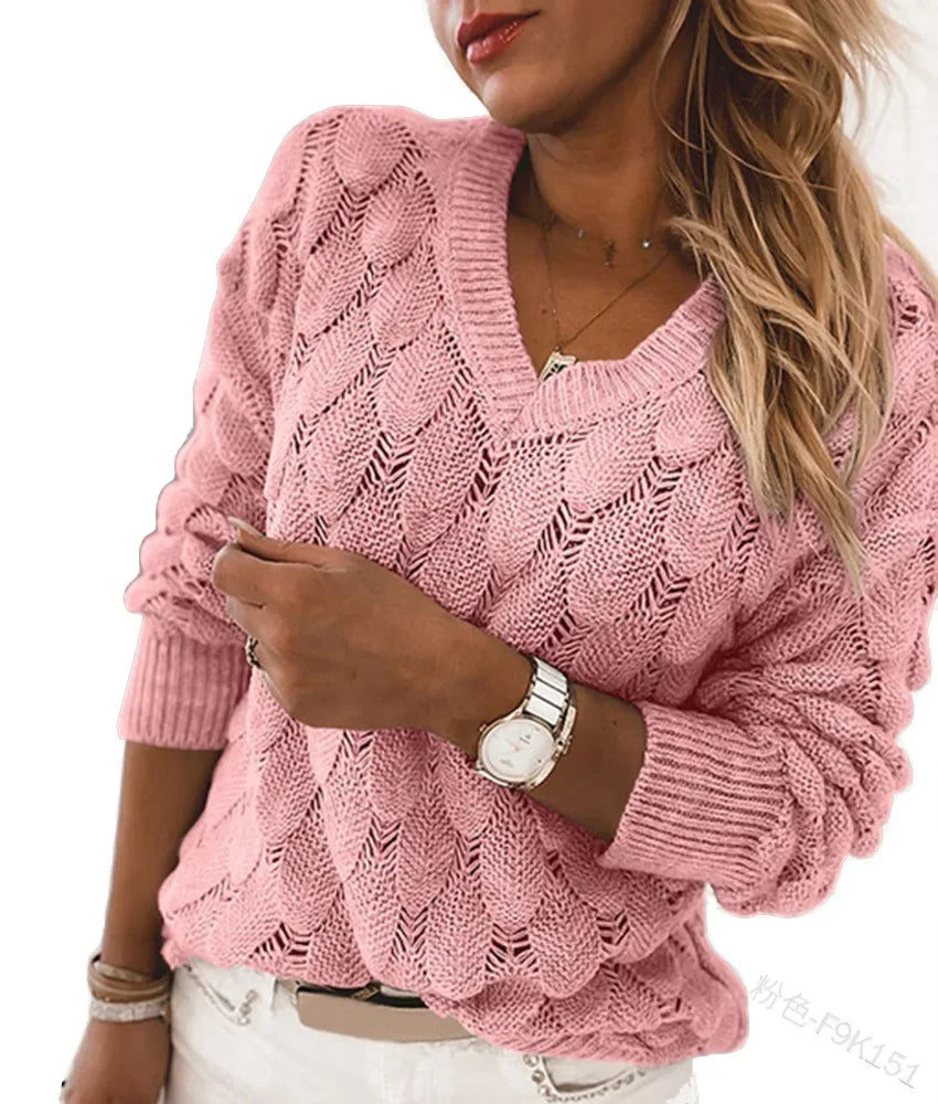 Drune | Strickpullover im Zopfmuster - Bequemer V-Ausschnitt Pullover mit Langarm