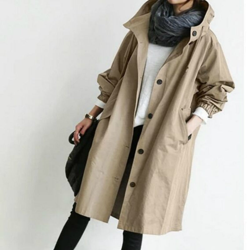 Drune Damen Windbreaker Mantel mit Kapuze