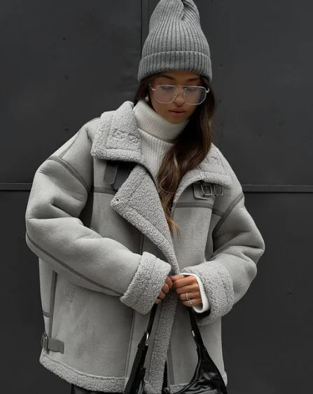 Drune | Winterjacke mit Fleece Gefüttert Reißverschluss Pilotenjacke Winterjacke für Damen