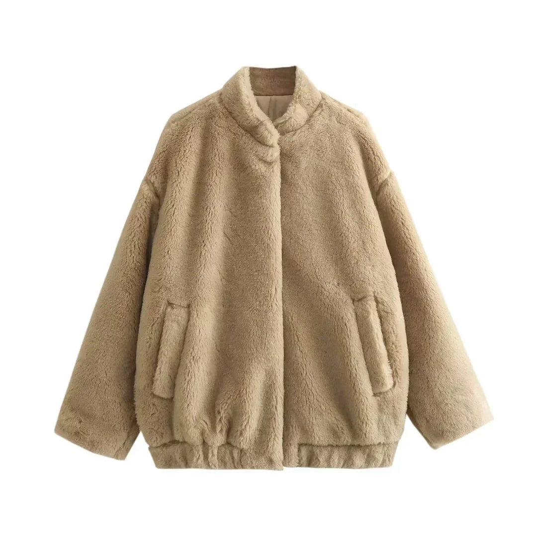 Drune | Jacke - Weiches Kunstfell - Oversized Fit - Knopfverschluss - Lange Ärmel