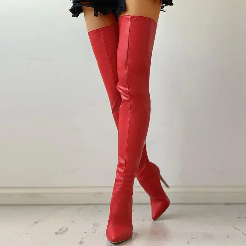Drune | Oberschenkelhohe Fashion Stiefel Stiletto Absatz