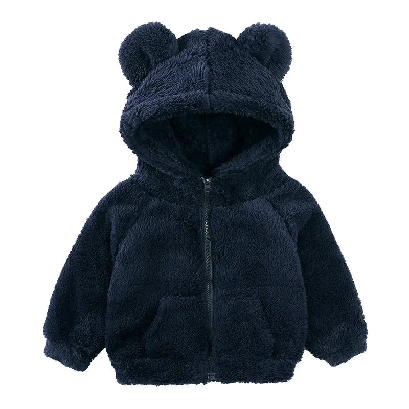 Drune Comfort Modische Bären-Kinderjacke aus dickem Samt