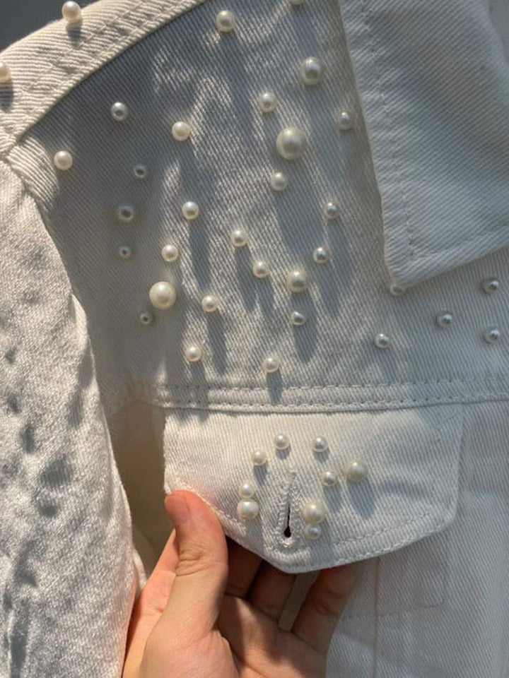 Drune | Lässige Jeansjacke mit Perlen