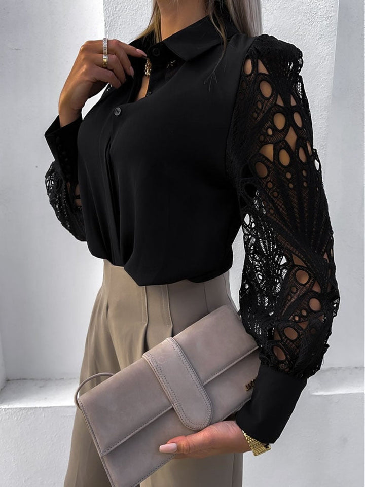Drune - Lässige Bluse mit Spitzenärmeln