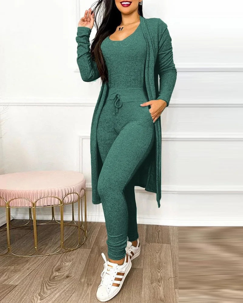 Drune | Damen 3 Teiliges Loungewear Satz mit Jacke