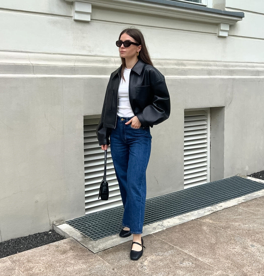 Drune | Kurze Bikerjacke für Damen mit Metallreißverschluss Raizy