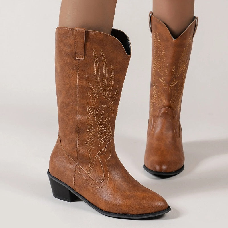 Drune Cowboy-Stiefel | Hochwertige Damenstiefel mit Boho-Print